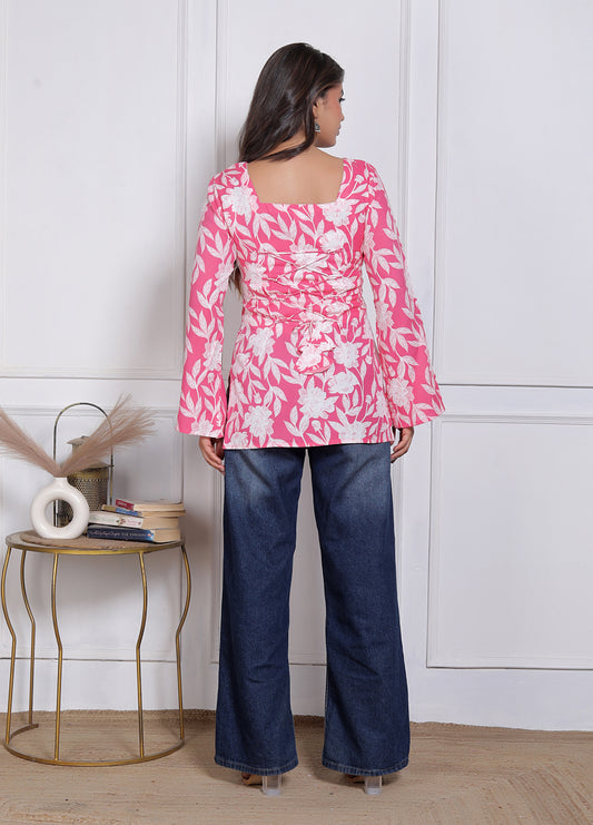 Noor Startup Women's Rayon Casual Floral Top