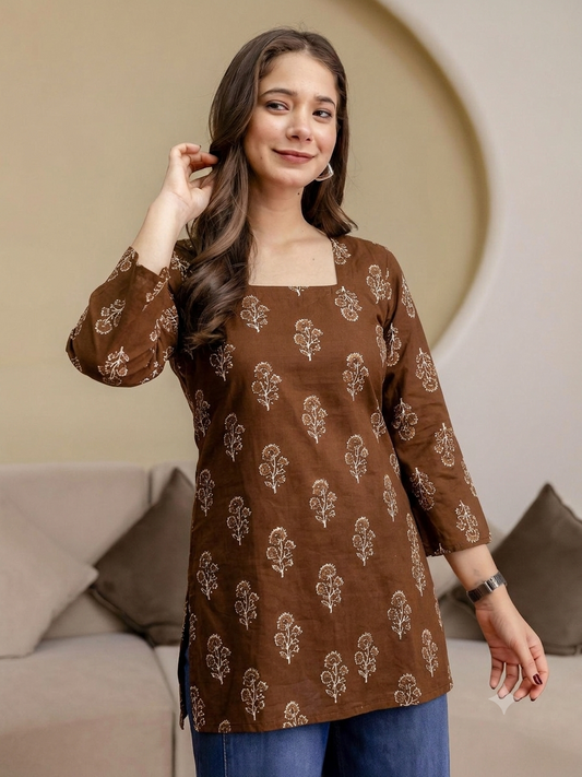 Persian Brown Rayon Designer Short Kurti