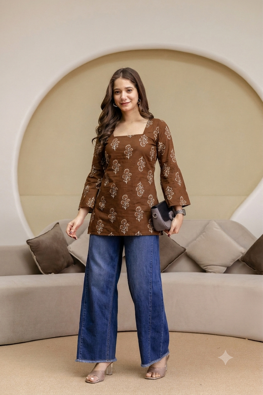 Persian Brown Rayon Designer Short Kurti