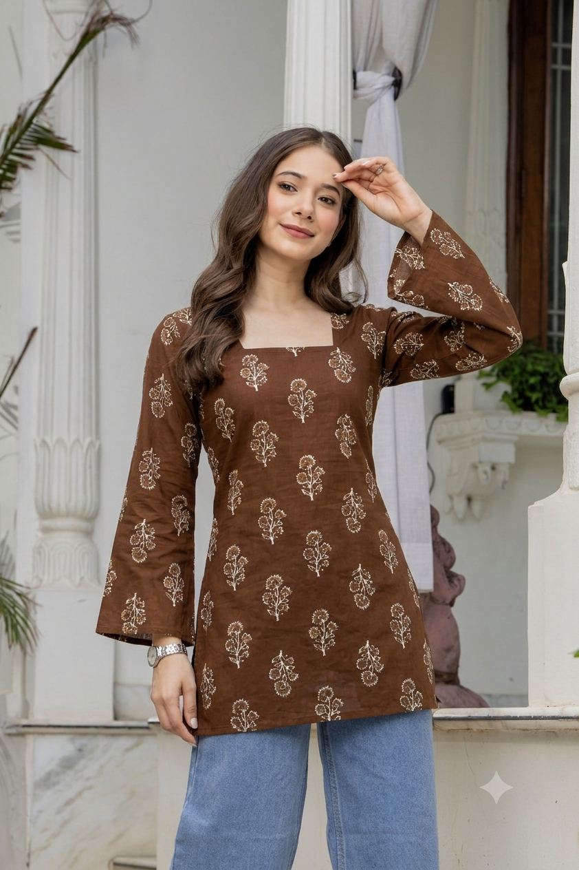 Persian Brown Rayon Designer Short Kurti