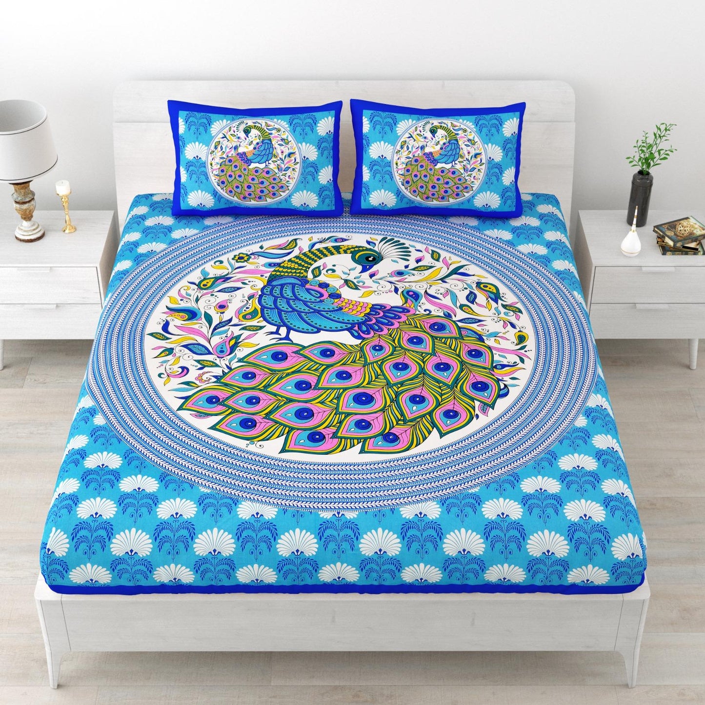Pack Of 1 Jaipuri Handblock Handprinted 100% Cotton Double Size Bedsheet