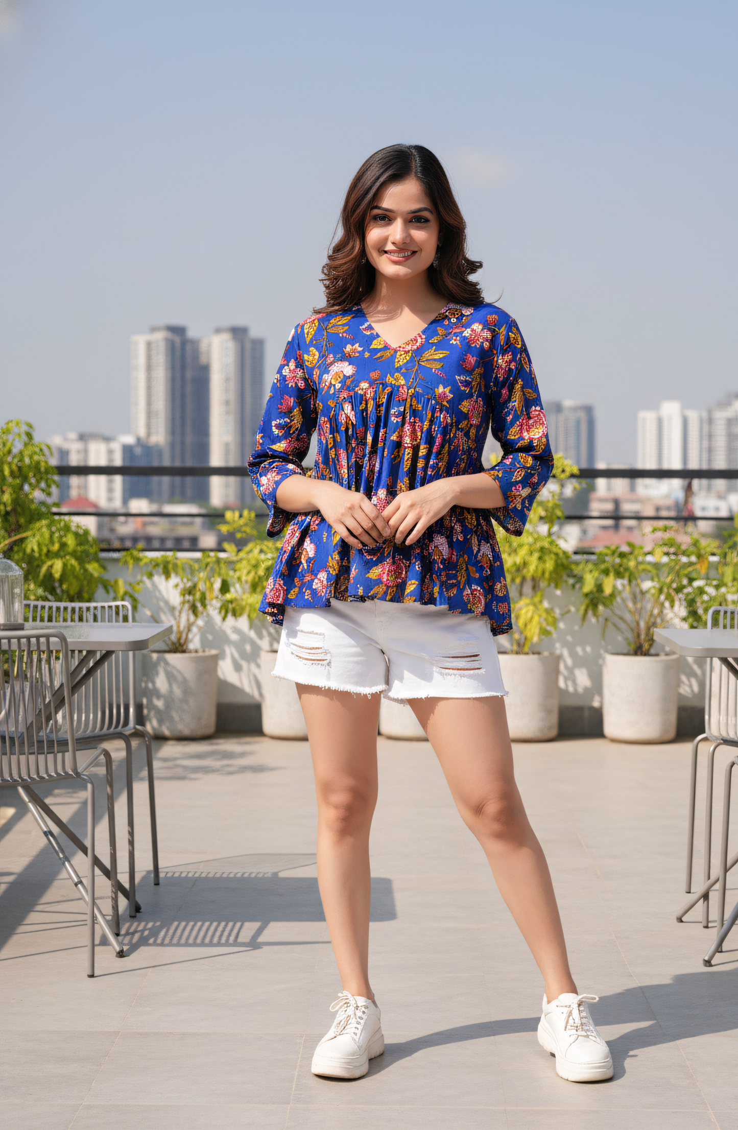 Syprus Blue Floral Top