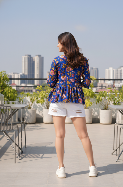 Syprus Blue Floral Top