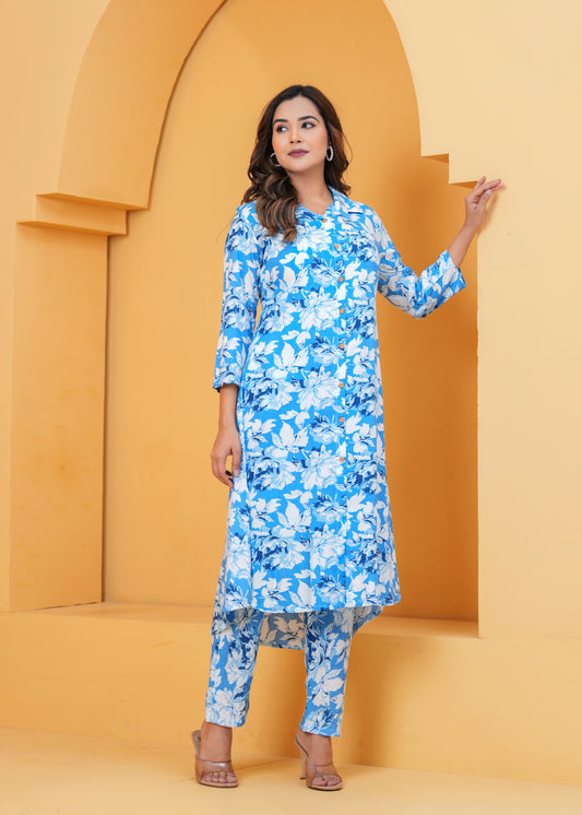 Noor X Women's Rayon Blue Anahita Afghani Suit Set