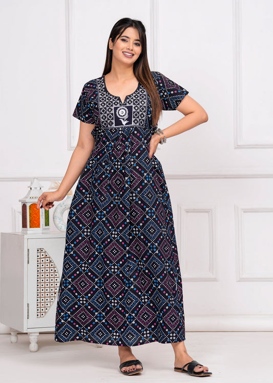 Chloé Blue Embroidered Cotton Printed Nightdress