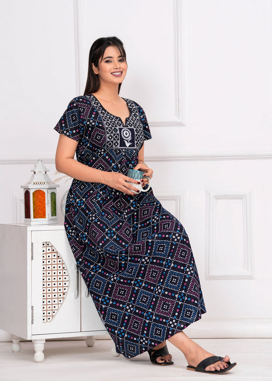 Chloé Blue Embroidered Cotton Printed Nightdress
