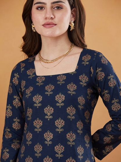 Pearl Blue Rayon Designer Short Kurti
