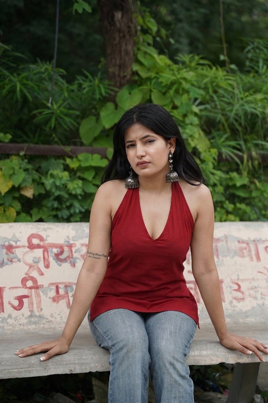 Maroon Rayon Halter Neck Short Kurti