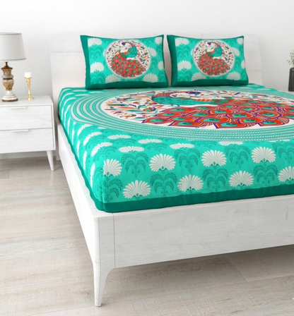 Pack Of 1 Jaipuri Handblock Handprinted 100% Cotton Double Size Bedsheet