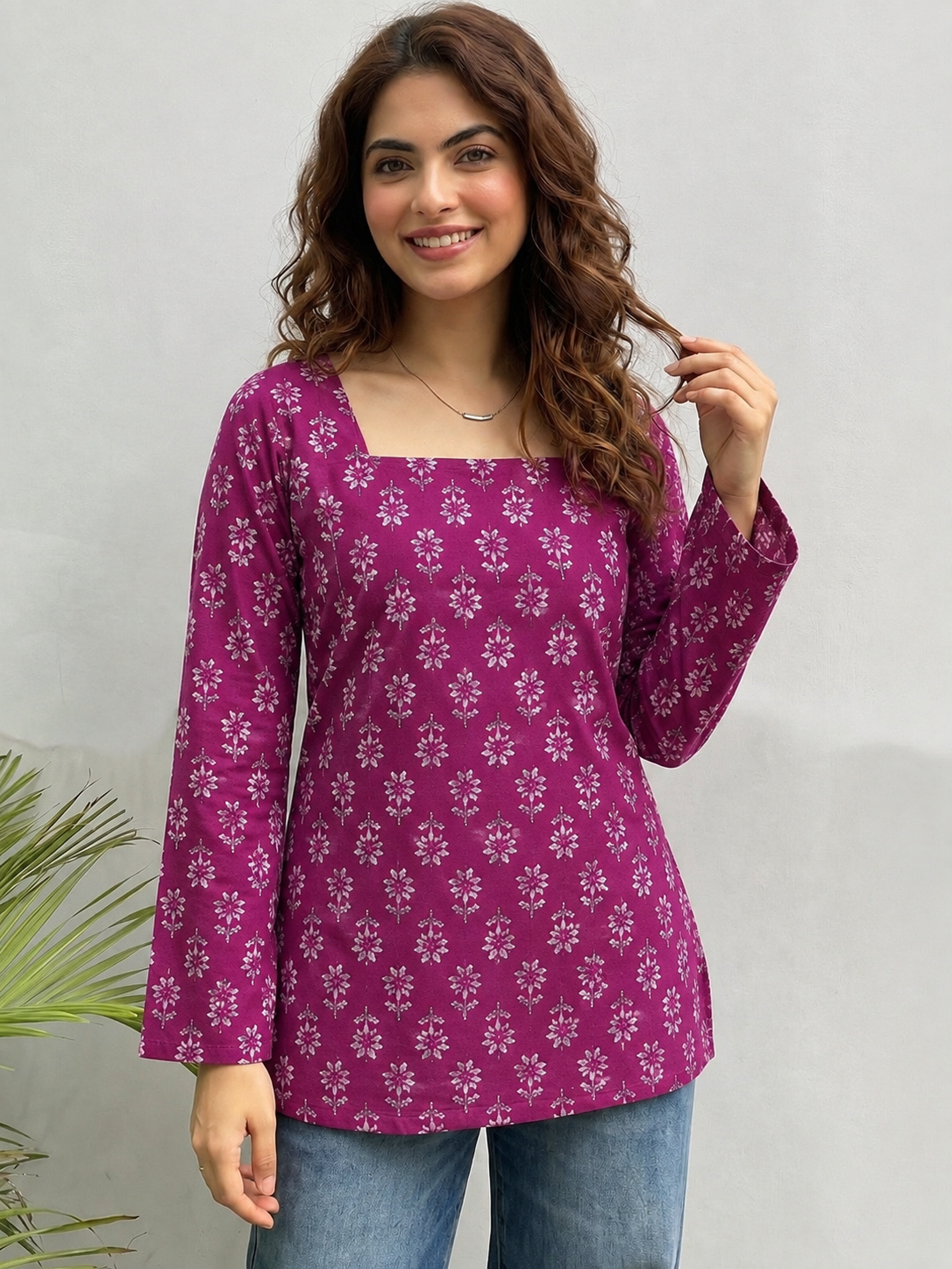 Nafisa Purple Rayon Designer Short Kurti