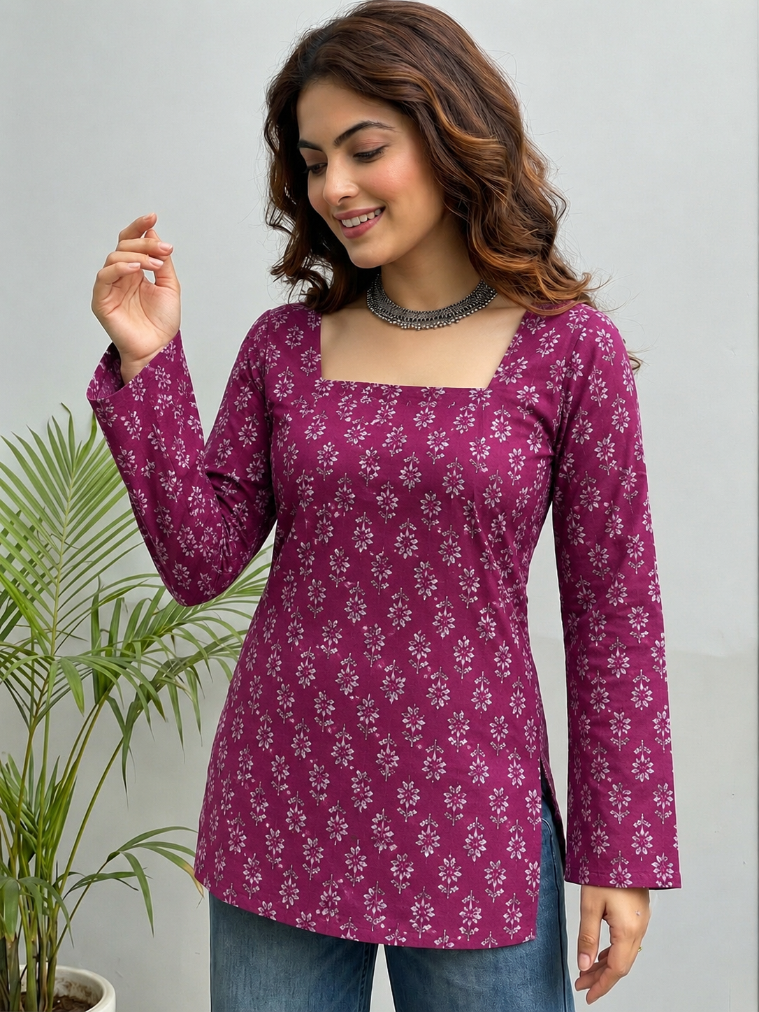 Nafisa Purple Rayon Designer Short Kurti
