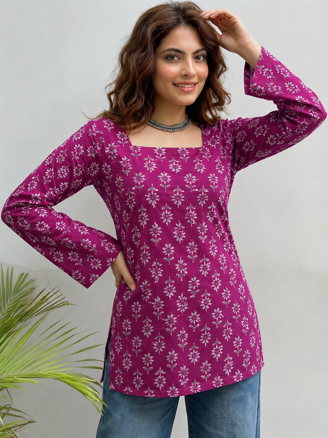 Nafisa Purple Rayon Designer Short Kurti