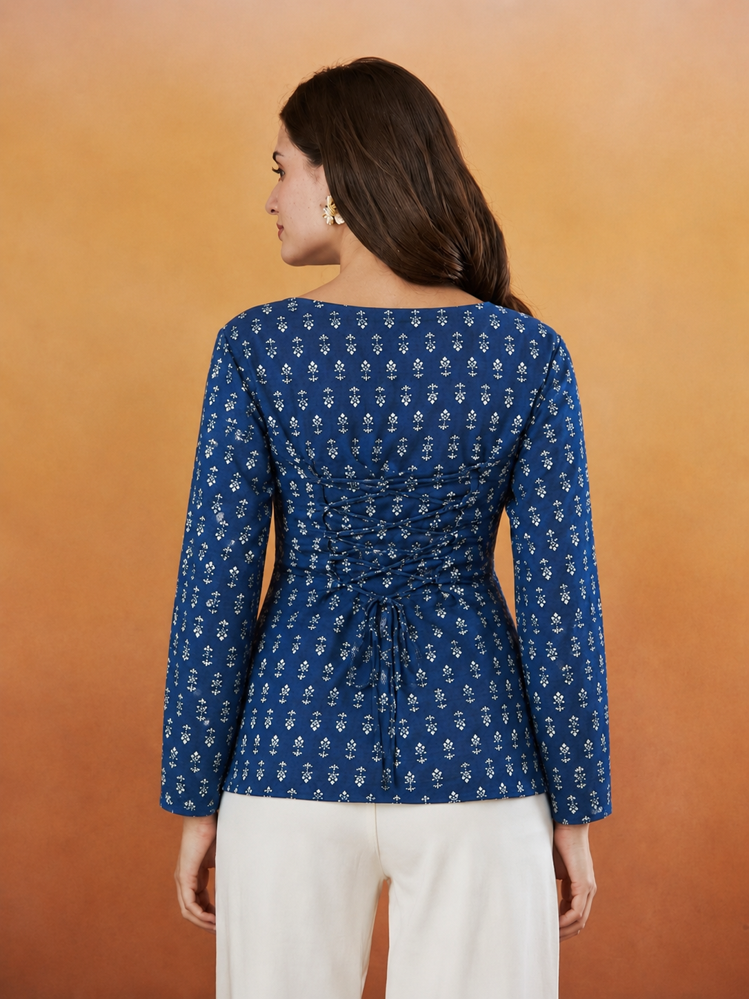 Alana Blue Rayon Designer Short Kurti
