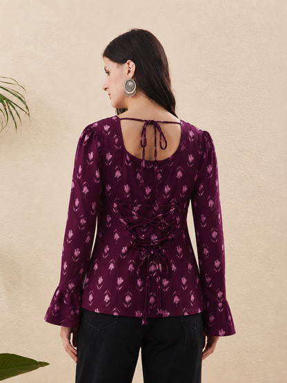Coral Brown Rayon Designer Short Kurti