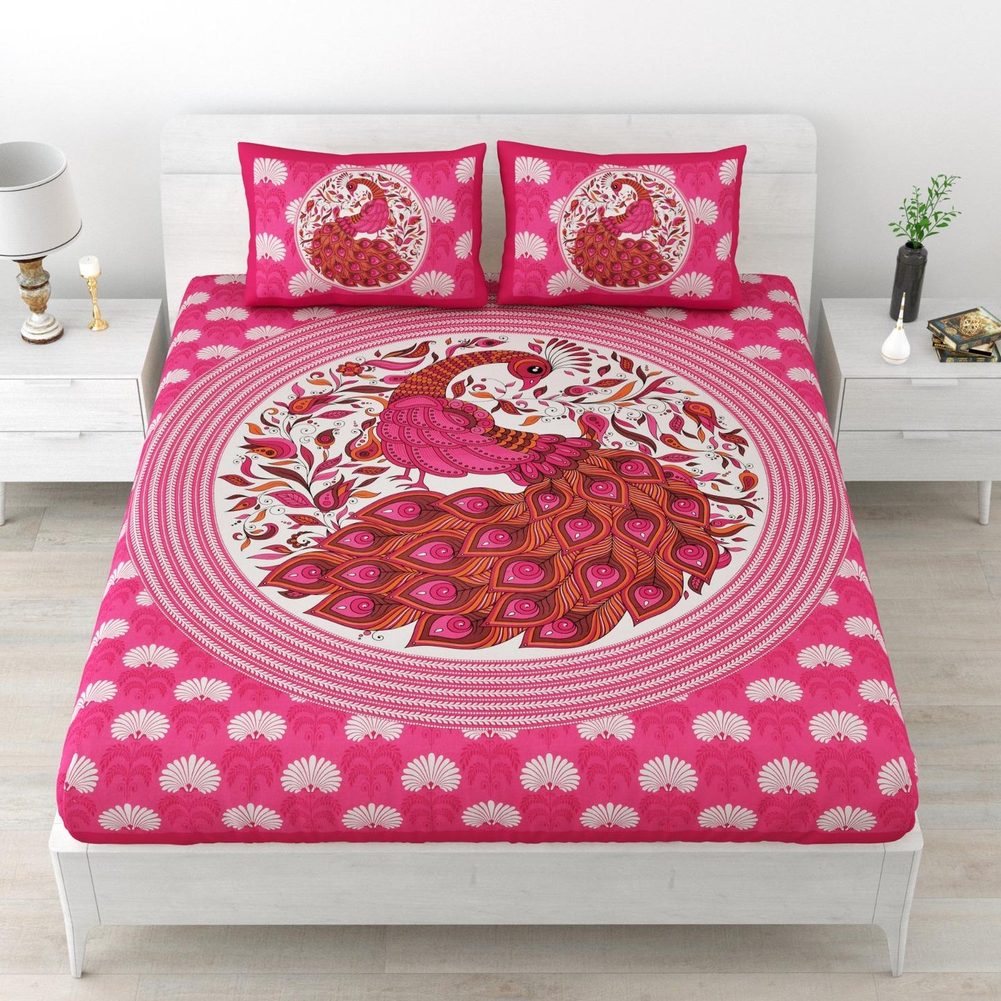 Pack Of 1 Jaipuri Handblock Handprinted 100% Cotton Double Size Bedsheet