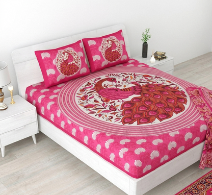 Pack Of 1 Jaipuri Handblock Handprinted 100% Cotton Double Size Bedsheet
