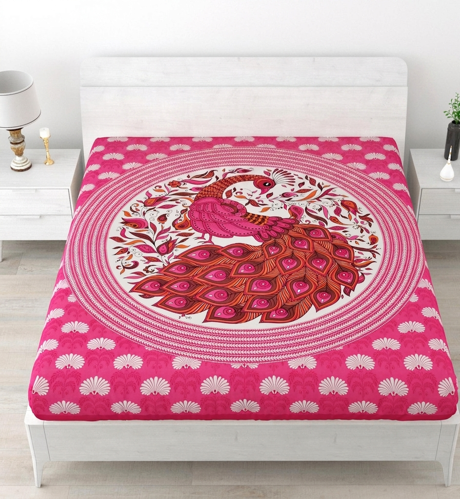 Pack Of 1 Jaipuri Handblock Handprinted 100% Cotton Double Size Bedsheet