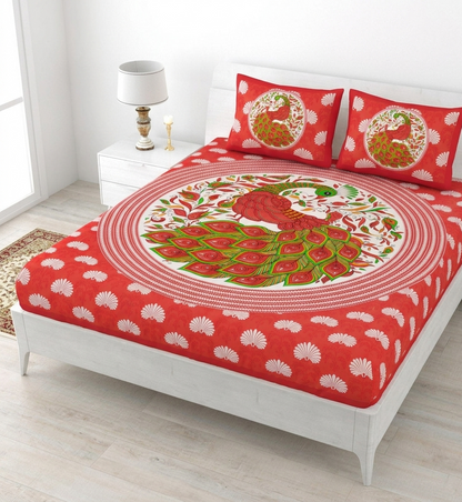 Pack Of 1 Jaipuri Handblock Handprinted 100% Cotton Double Size Bedsheet